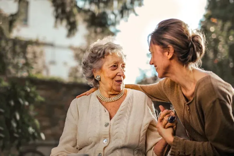 Woman and senior mother